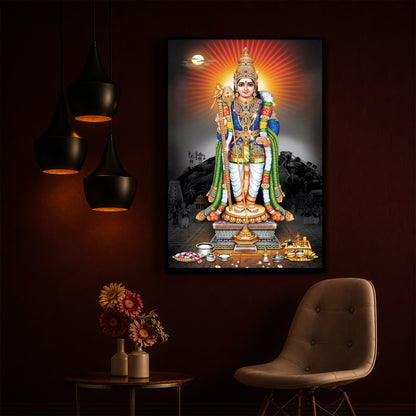 Lord Kartikeyan Modern Luxury Backlight Vertical Wall Art