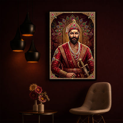 Chhatrapati Shivaji Maharaj  Modern Luxury Backlight Vertical Wall Art