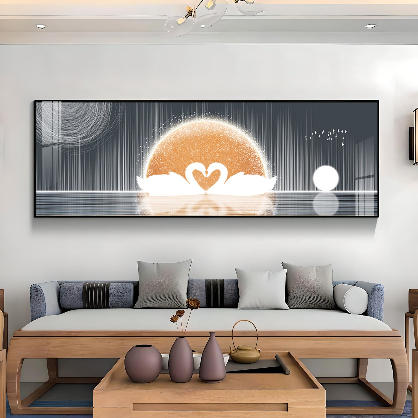 Serene Swanscape Premium Acrylic Horizontal Wall Art