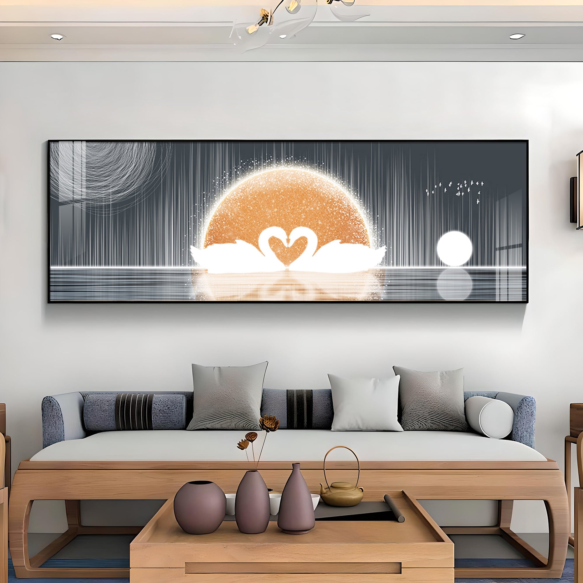 Serene Swanscape Premium Acrylic Horizontal Wall Art