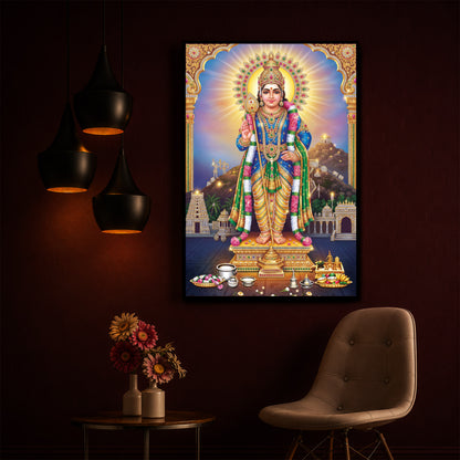 Lord Murugan Kartikeya Modern Luxury Backlight Vertical Wall Art