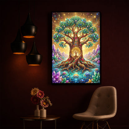 Majestic Tree Of Life Modern Luxury Backlight Vertical Wall Art