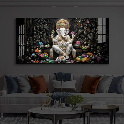 Divine Lord Ganesha Modern Luxury Backlight Horizontal Wall Art