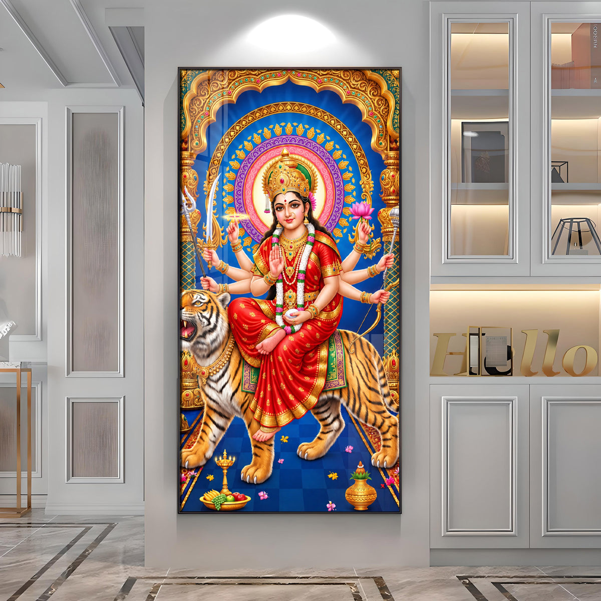 Goddess Durga Divine Premium Acrylic Vertical Wall Art