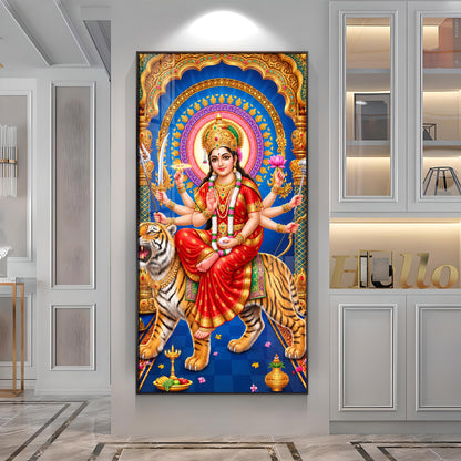 Goddess Durga Divine Premium Acrylic Vertical Wall Art