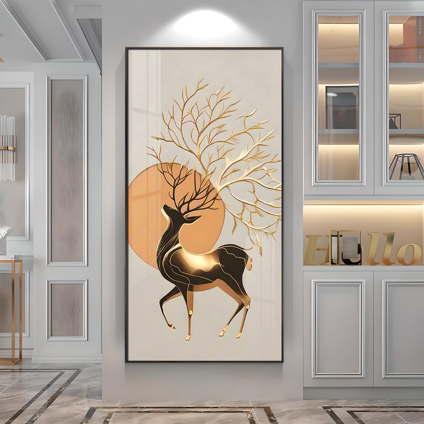 Deer With White Background Premium Acrylic Vertical Wall Art