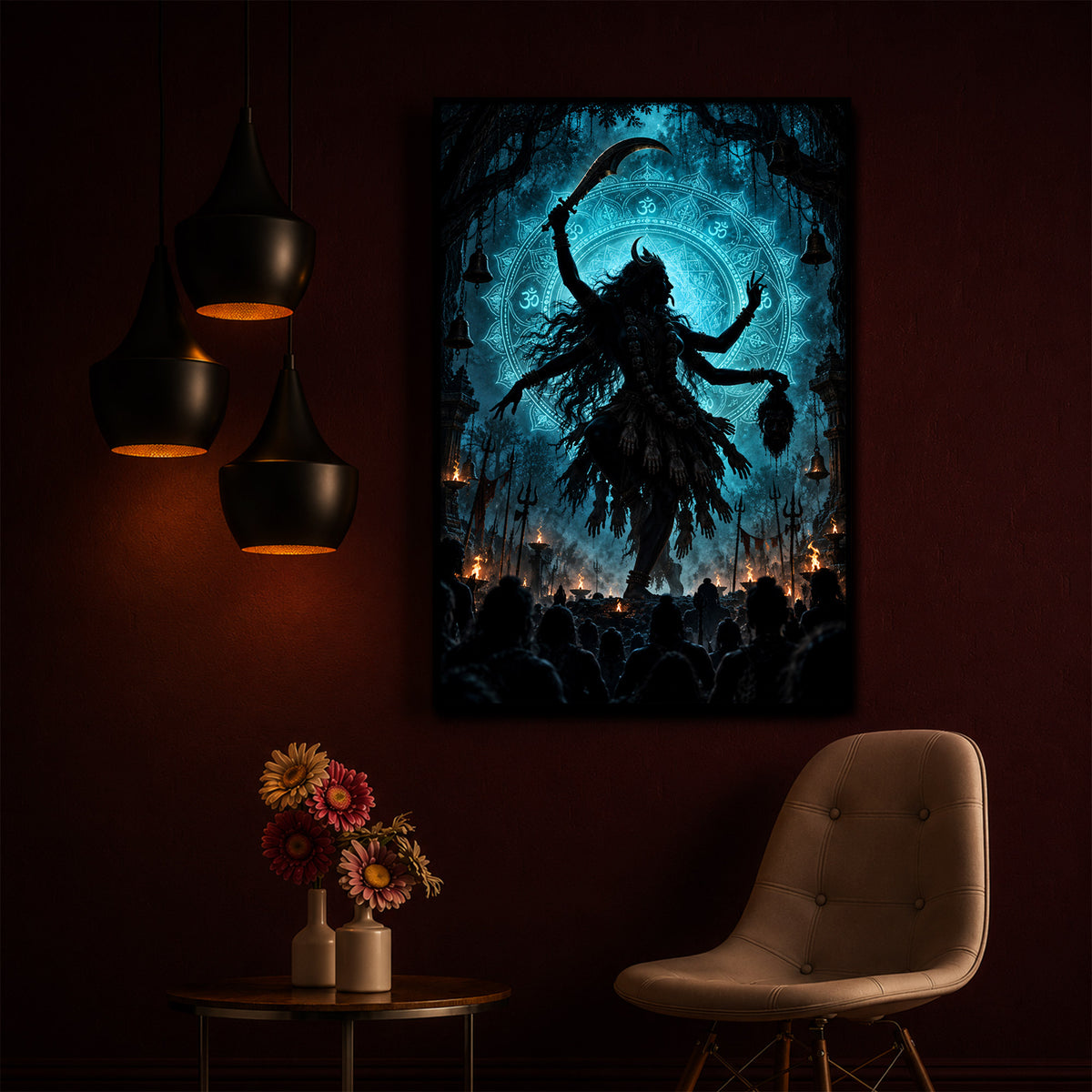 Maa Mahakali Modern Luxury Backlight Vertical Wall Art