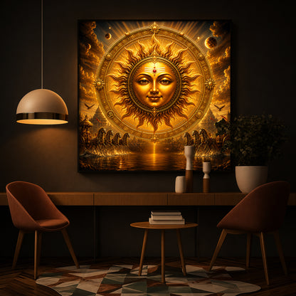 Divine Surya Dev Modern Luxury Backlight Square Wall Art
