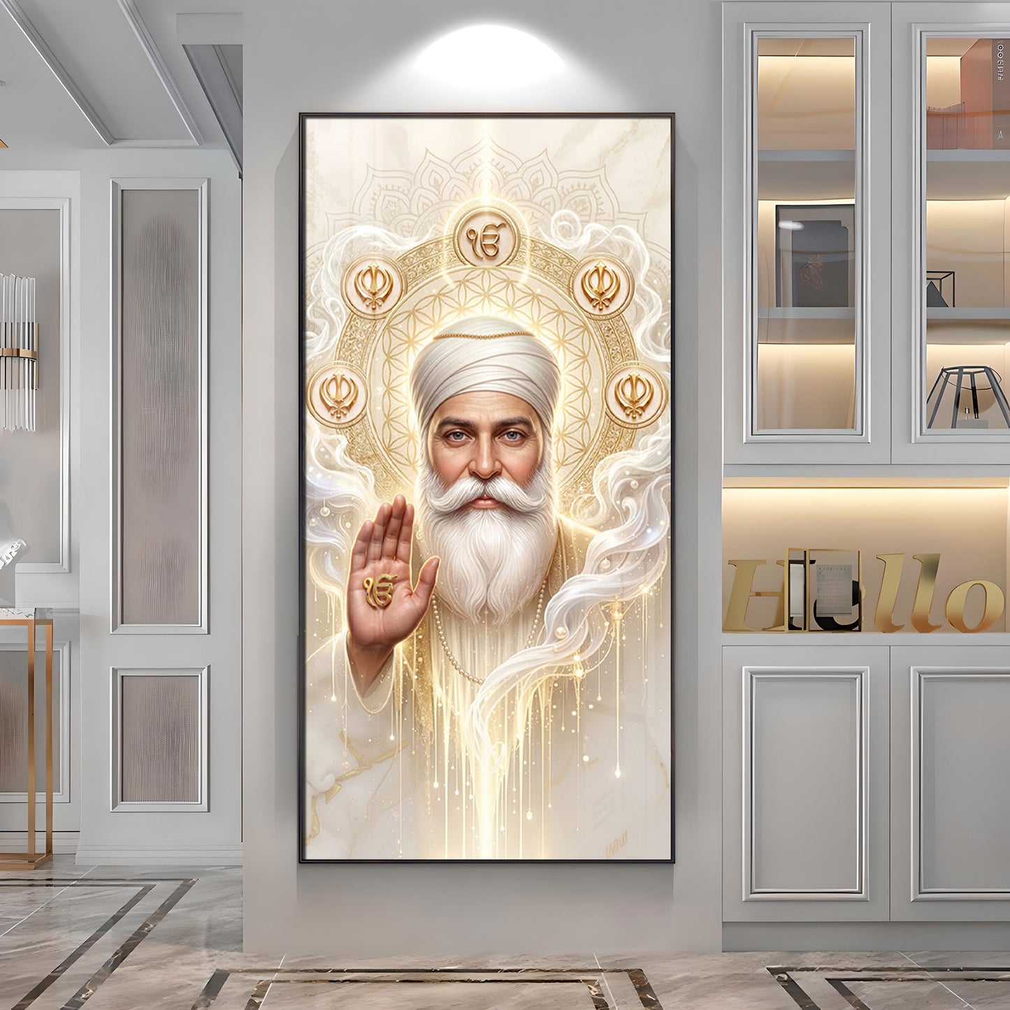 Guru Nanak Ji With Ik Onkar Premium Acrylic Vertical Wall Art