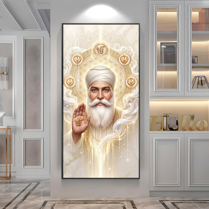 Guru Nanak Ji With Ik Onkar Premium Acrylic Vertical Wall Art