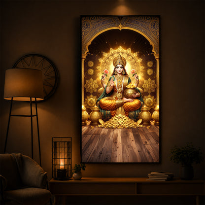 Goddess Lakshmi Maa Modern Luxury Backlight Vertical Wall Art