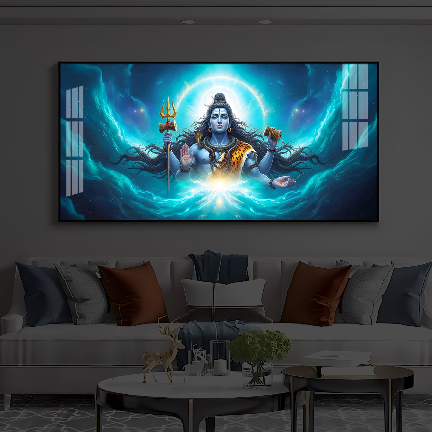 Cosmic Shiva Modern Luxury Backlight Horizontal Wall Art