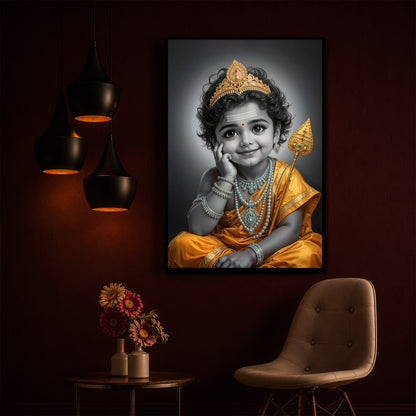 Little Murugan Modern Luxury Backlight Vertical Wall Art