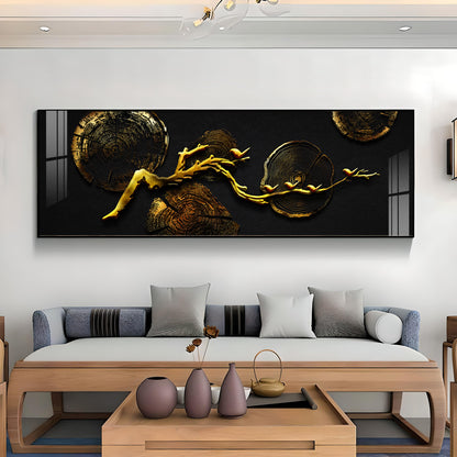 Elegant Golden Color Design Premium Acrylic Horizontal Wall Art