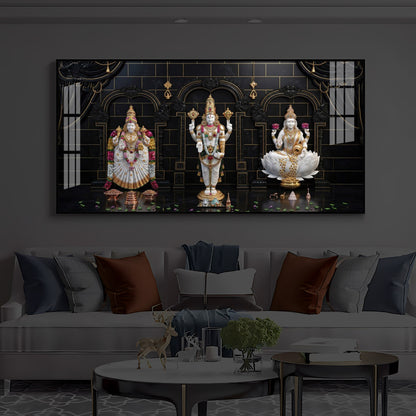 Maa Laxmi & Lord Venkateswara Modern Luxury Backlight Horizontal Wall Art