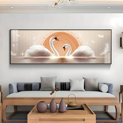 Two White Mute Swans Premium Acrylic Horizontal Wall Art