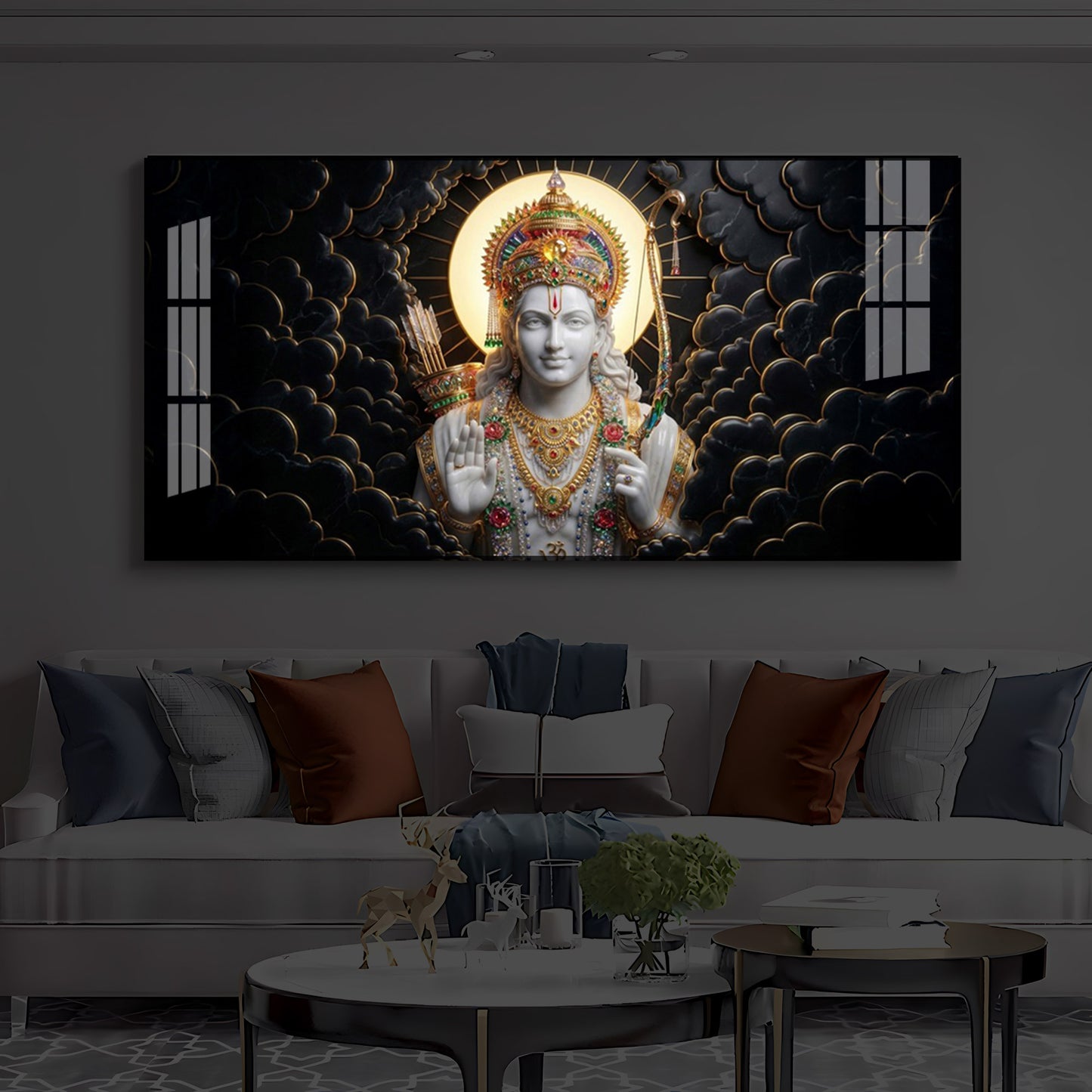 Lord Ram Modern Luxury Backlight Horizontal Wall Art