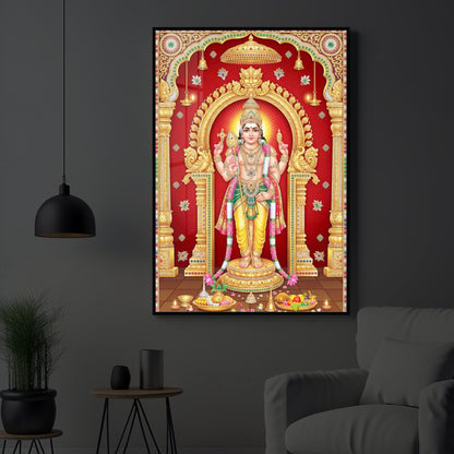 Son of Shiva Lord Murugan Modern Luxury Backlight Vertical Wall Art