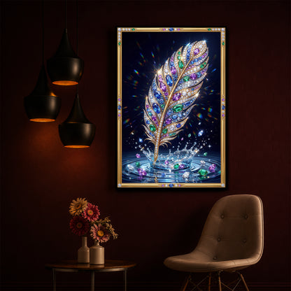 Colorful Feather Modern Luxury Backlight Vertical Wall Art
