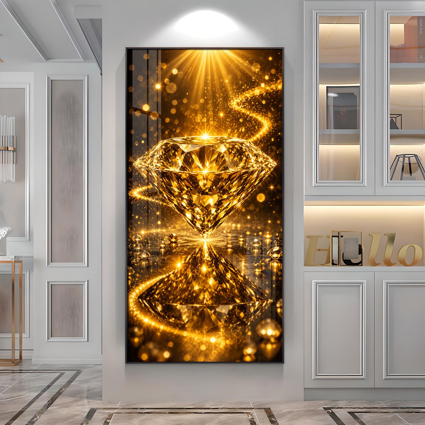 Golden Diamond Premium Acrylic Vertical Wall Art
