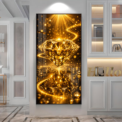 Golden Diamond Premium Acrylic Vertical Wall Art
