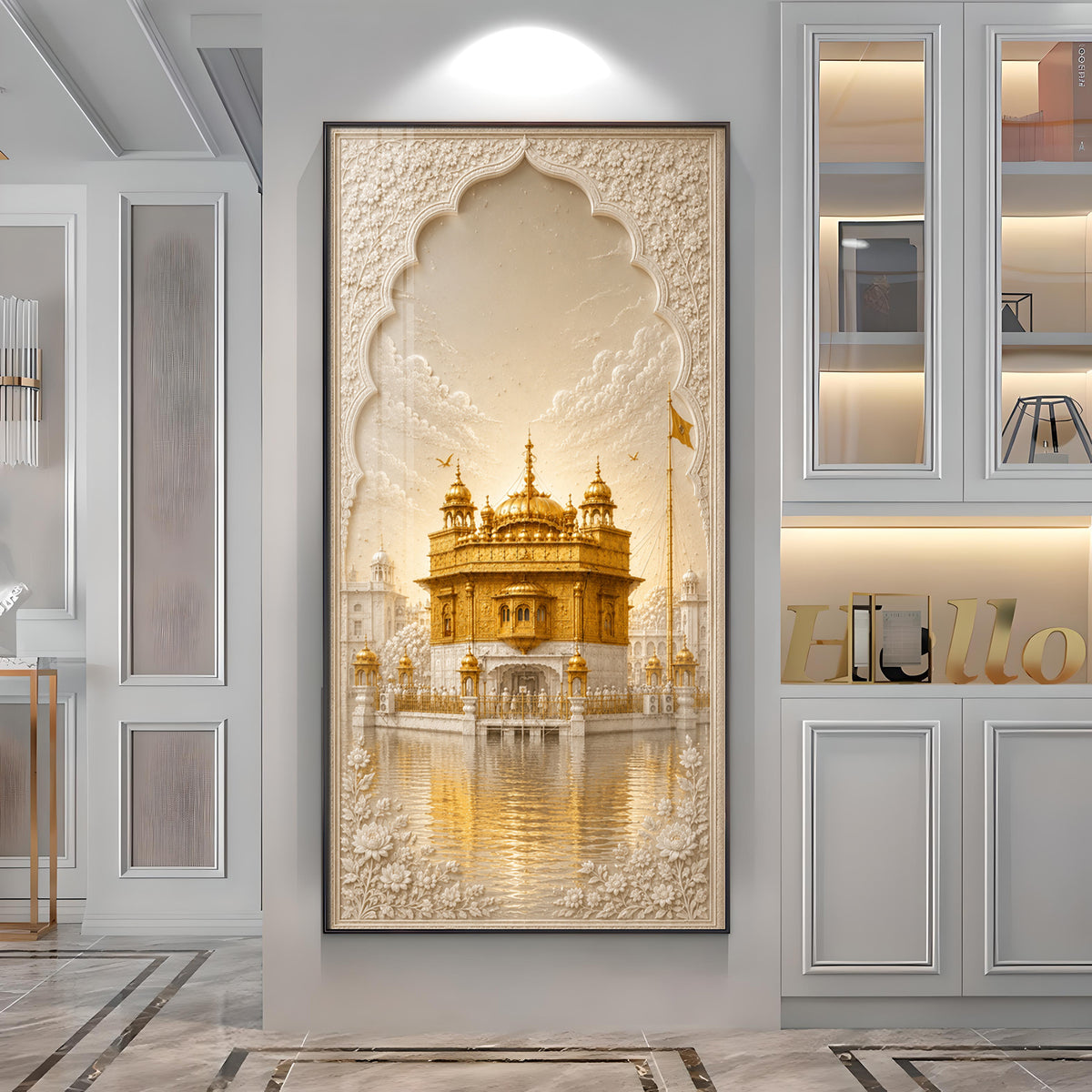 Divine Golden Temple Premium Acrylic Vertical Wall Art