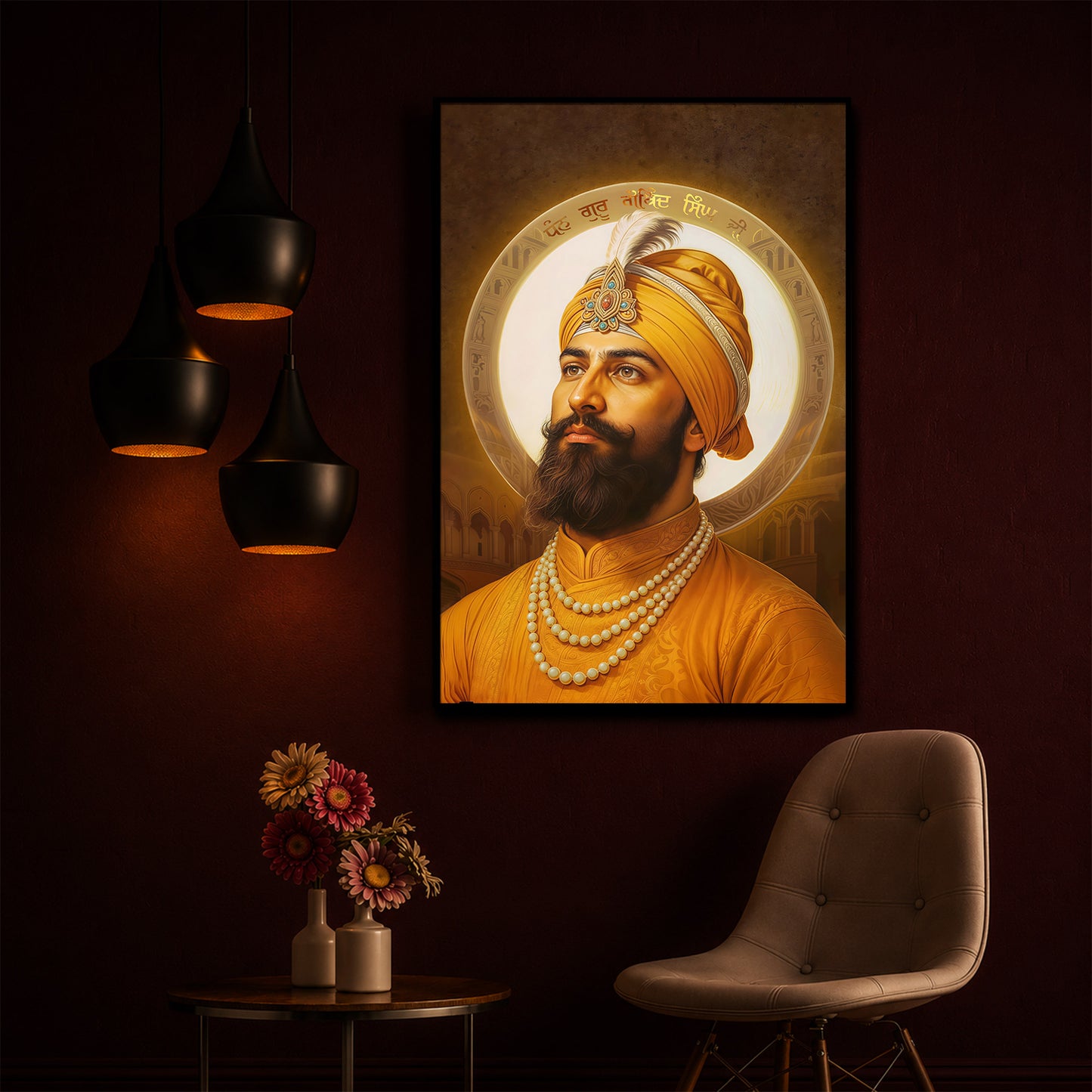Guru Govind Singh Ji Modern Luxury Backlight Vertical Wall Art