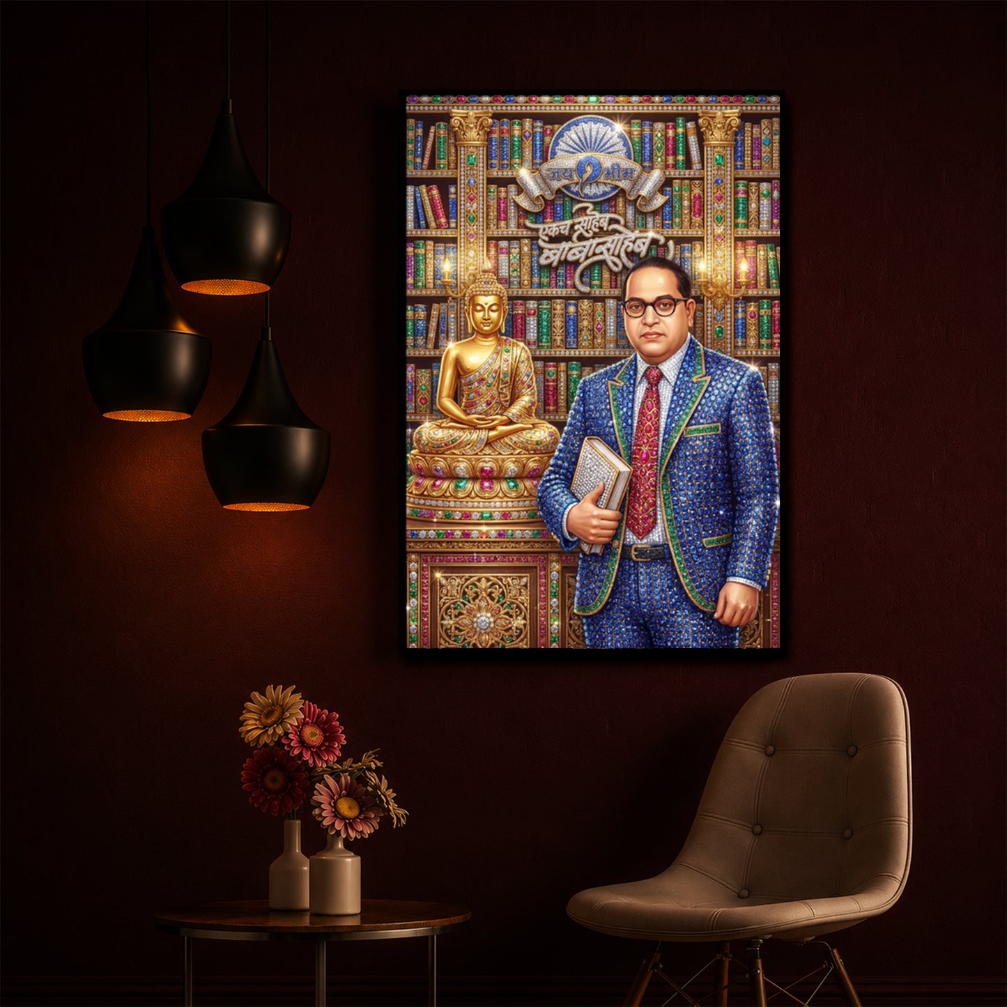 Dr. Bhimrao Ambedkar Ji Modern Luxury Backlight Vertical Wall Art