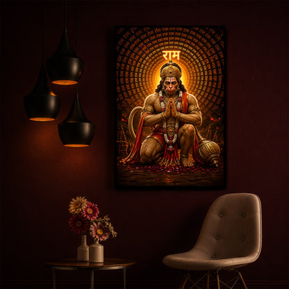 Bajrang Bali Modern Luxury Backlight Vertical Wall Art