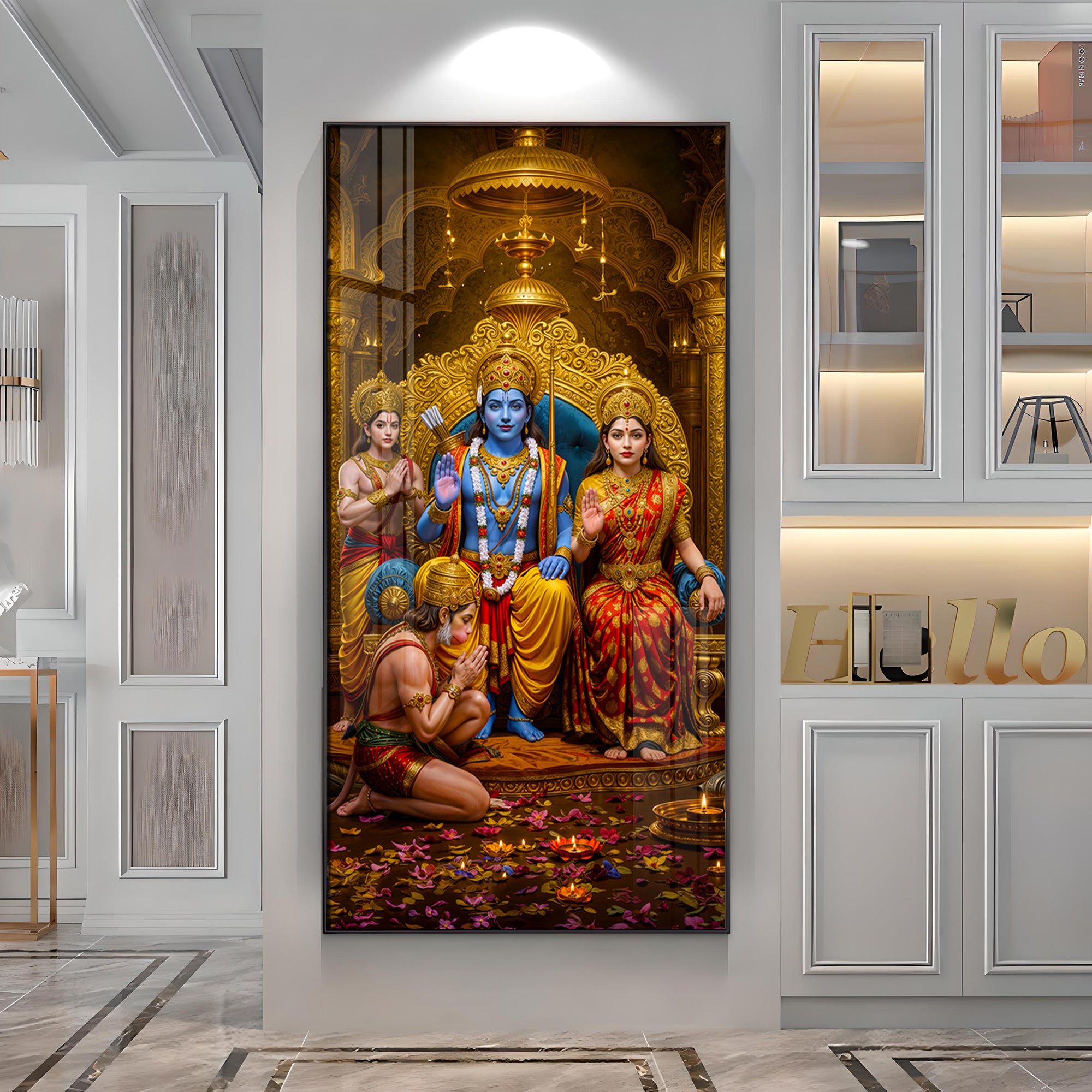 Devotion Of Hanuman Premium Acrylic Vertical Wall Art