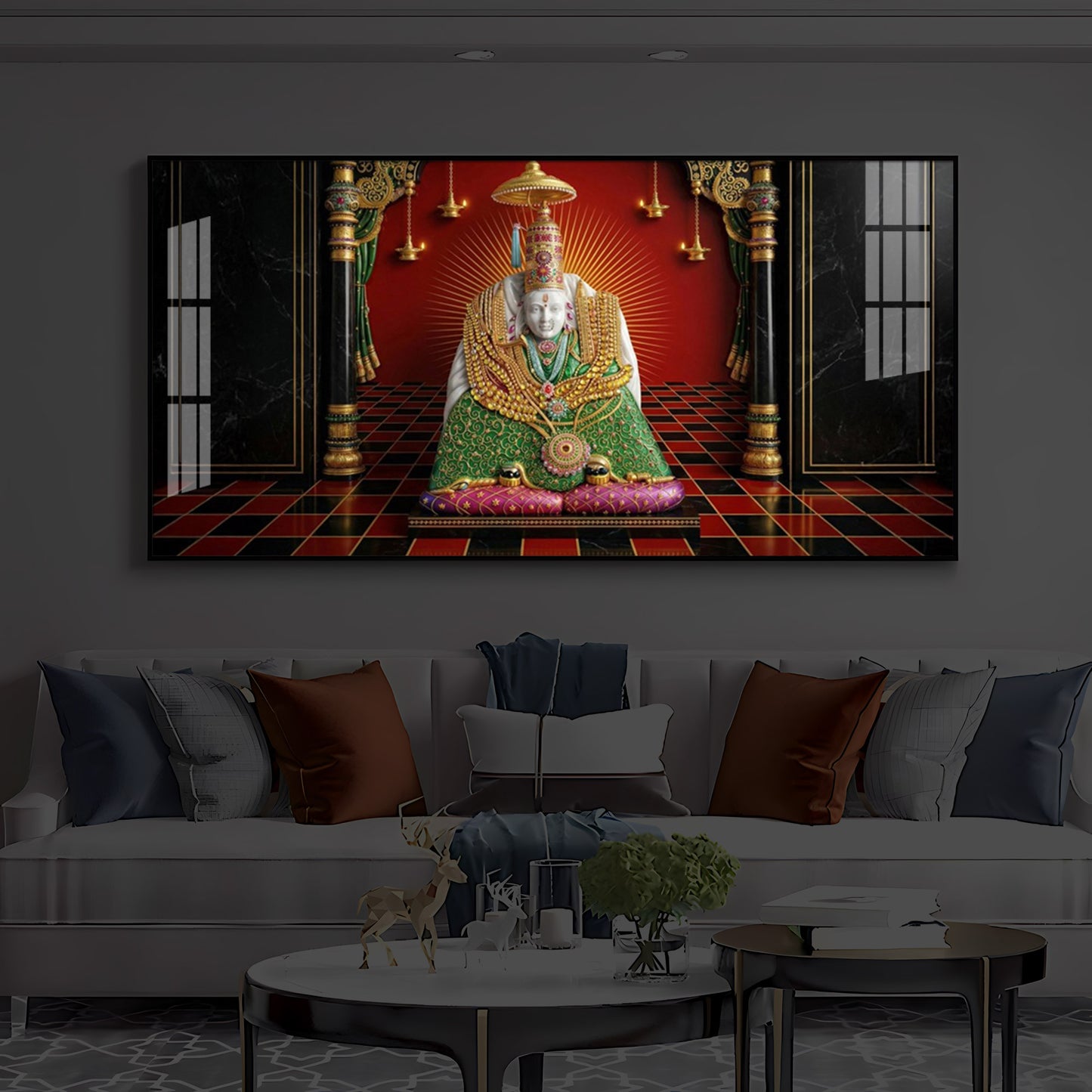 Shri Tulja Bhavani Modern Luxury Backlight Horizontal Wall Art