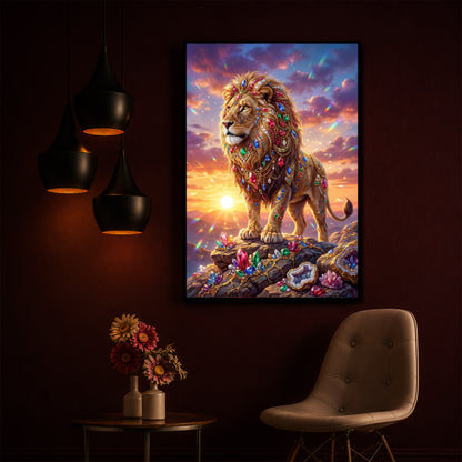 Majestic Lion Modern Luxury Backlight Vertical Wall Art