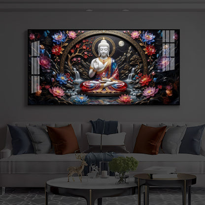 Colorful Buddha Modern Luxury Backlight Horizontal Wall Art