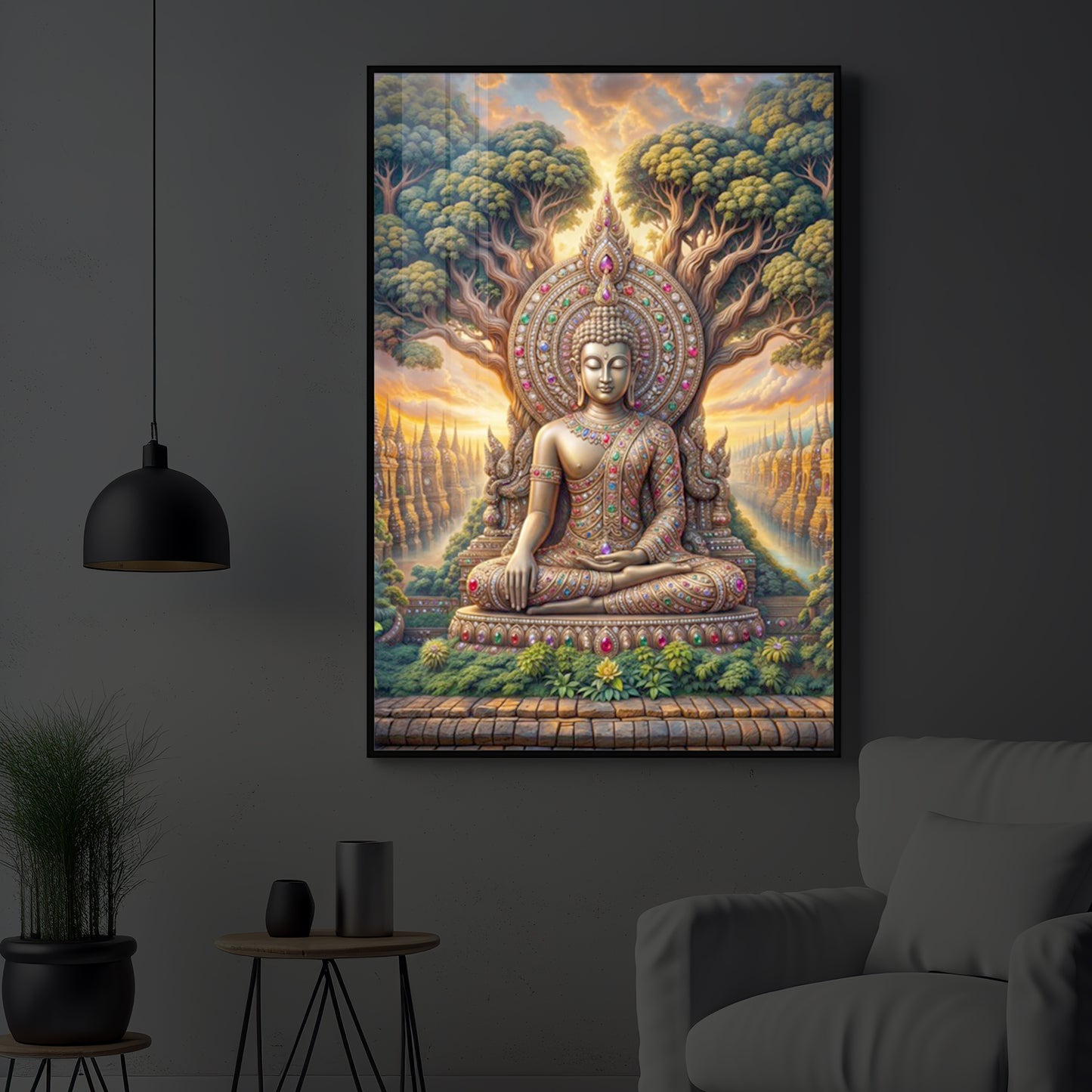Elevation Buddha Modern Luxury Backlight Vertical Wall Art