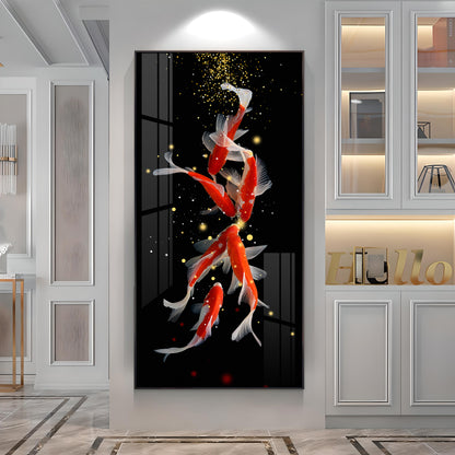 Red & White Koi Fish Premium Acrylic Vertical Wall Art