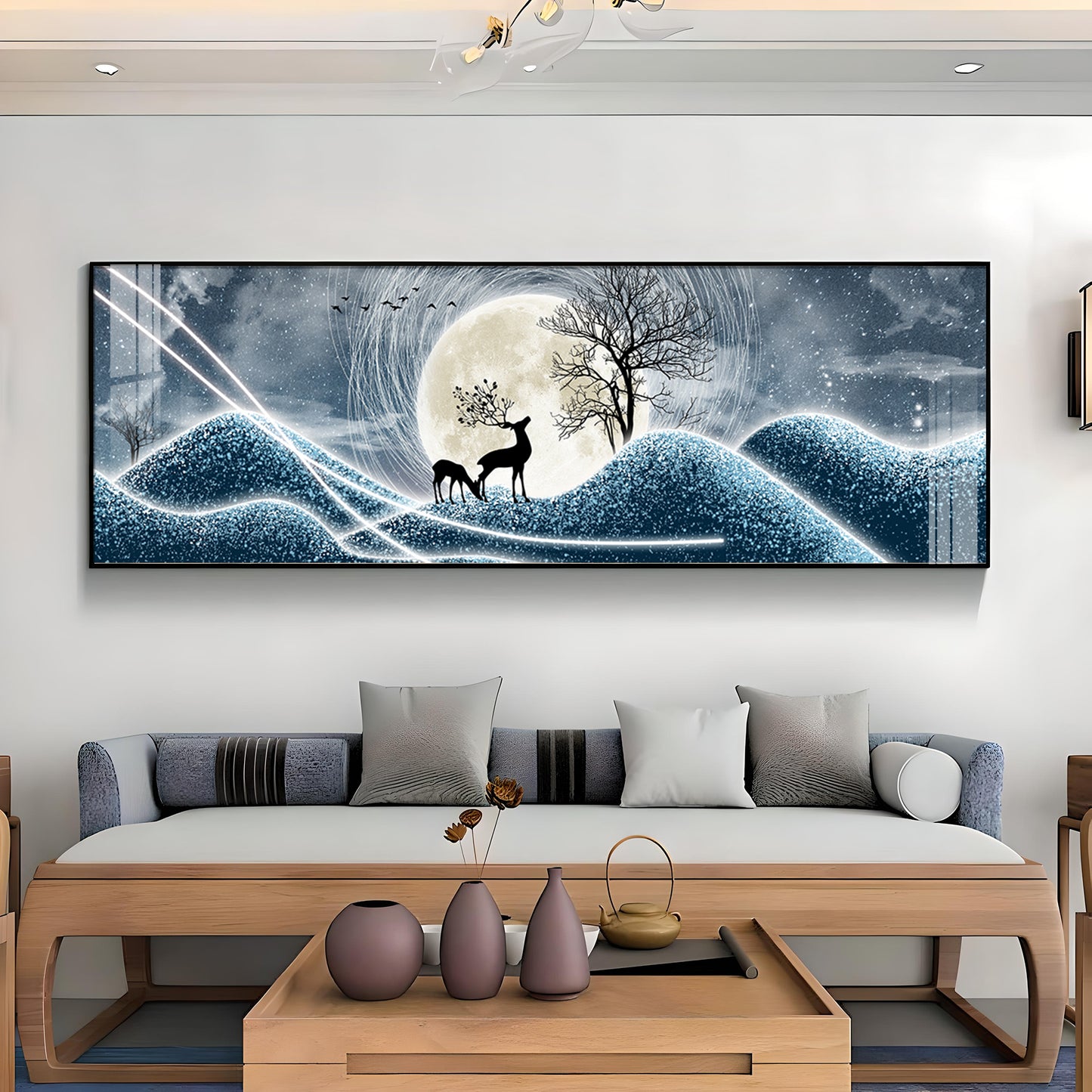 Moonlit Forest Serenade Premium Acrylic Horizontal Wall Art