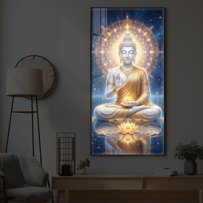 Blessings Of Buddha Modern Luxury Backlight Vertical Wall Art