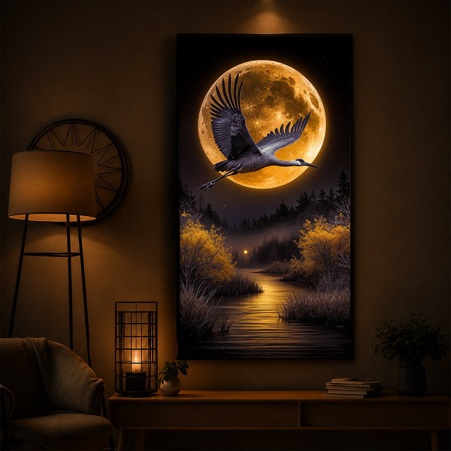 Regalia Bird Modern Luxury Backlight Vertical Wall Art