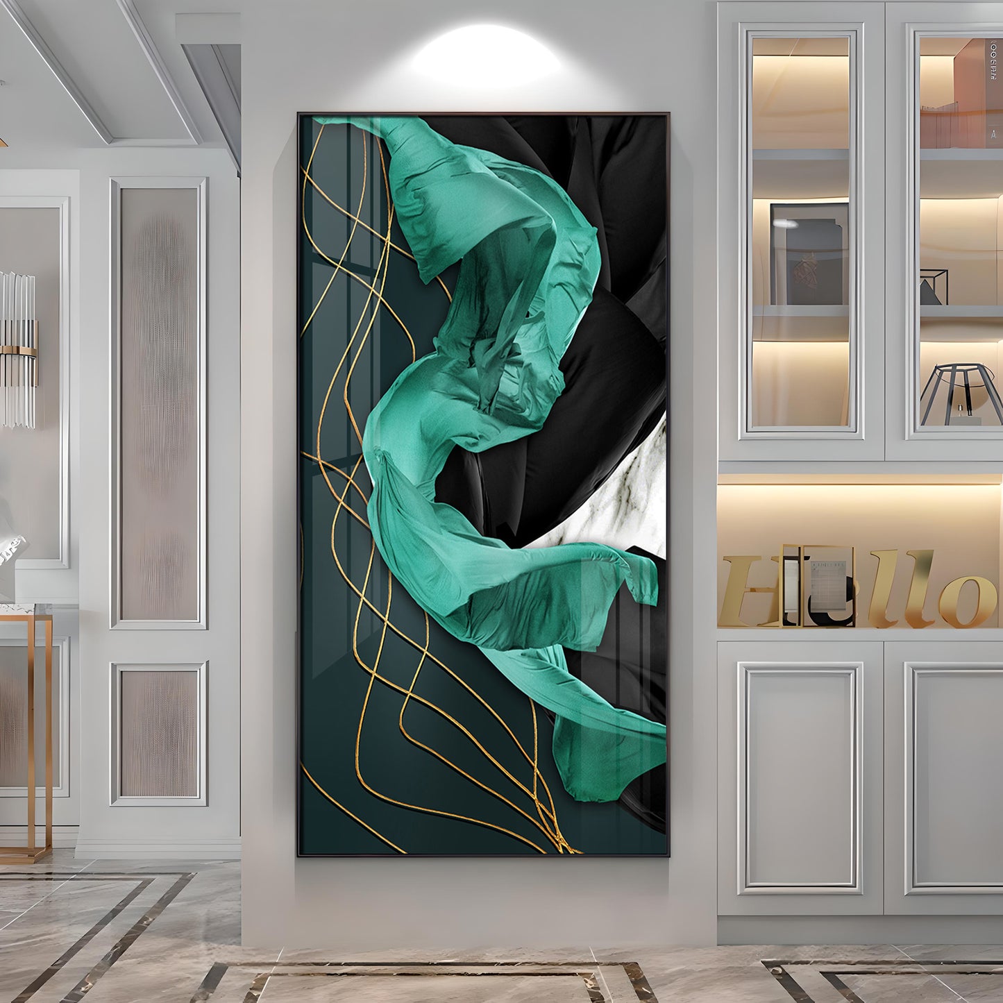 Emerald Elegance Premium Acrylic Vertical Wall Art