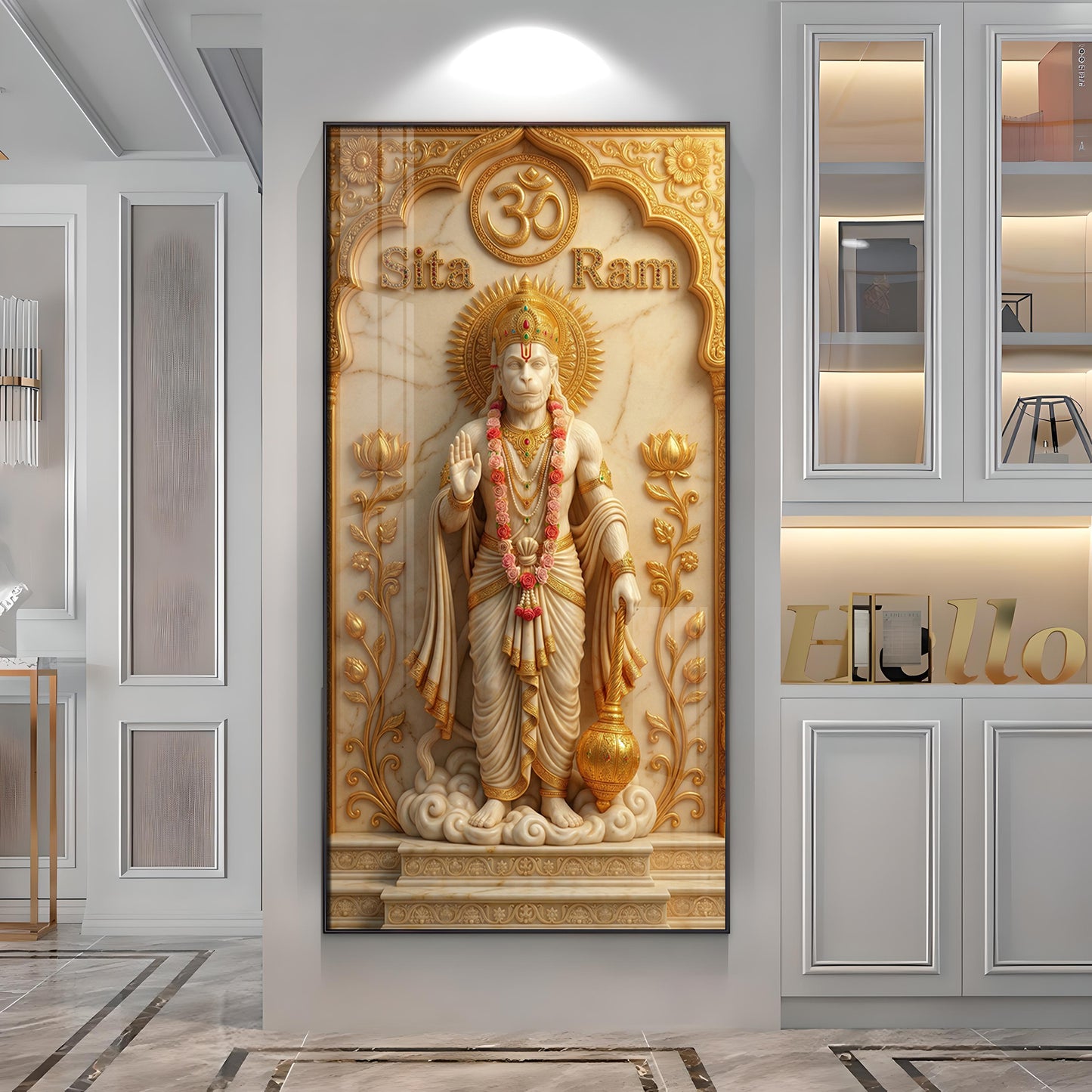 Lord Hanuman's Premium Acrylic Vertical Wall Art