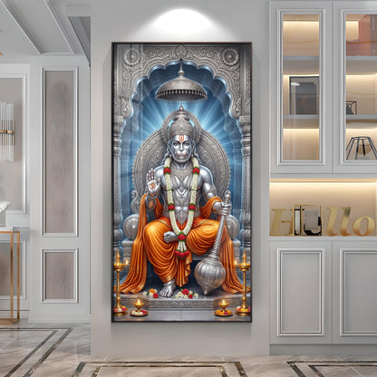 Exalted Hanuman Ji Premium Acrylic Vertical Wall Art