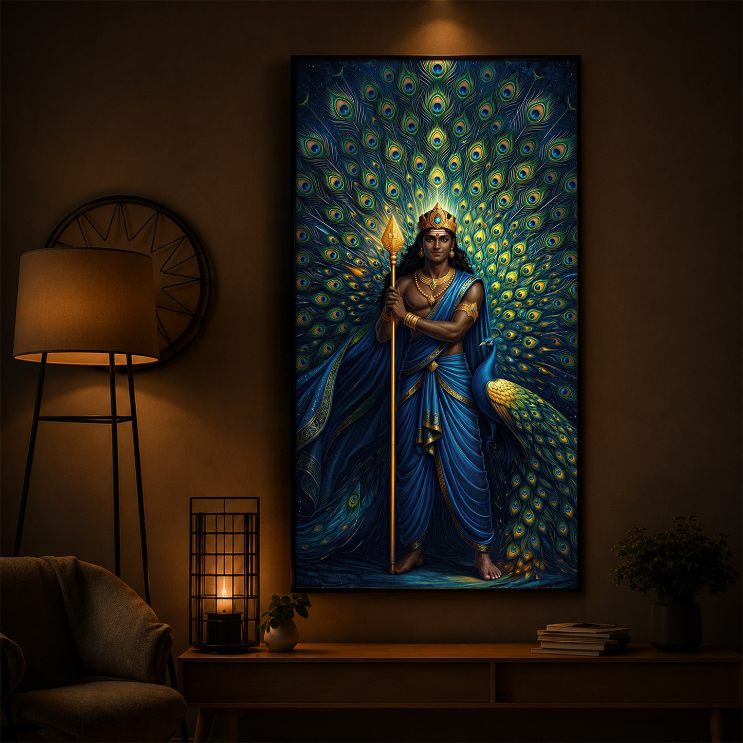 Murugan Bhagwan Ji Modern Luxury Backlight Vertical Wall Art