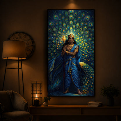 Murugan Bhagwan Ji Modern Luxury Backlight Vertical Wall Art