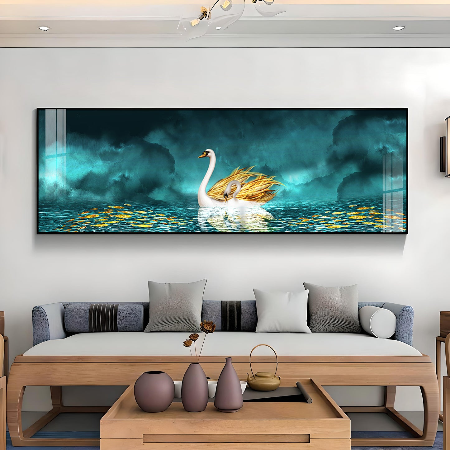 Serene Swan Drift Premium Acrylic Horizontal Wall Art