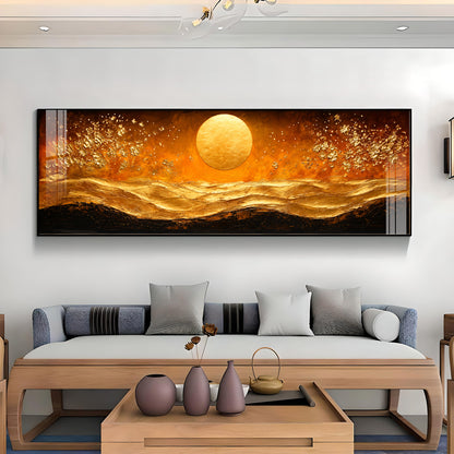 Golden Sun Abstract Dunes Premium Acrylic Horizontal Wall Art