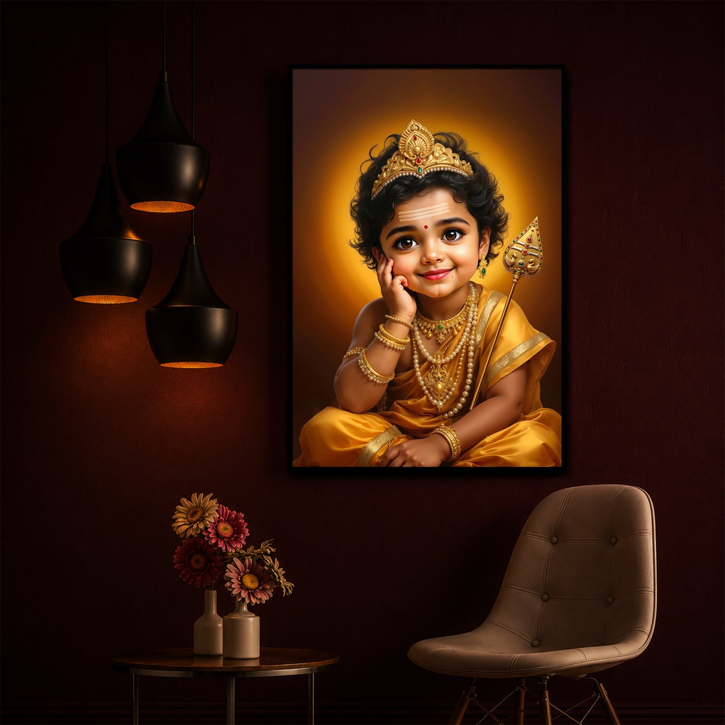 Baby Murugan Modern Luxury Backlight Vertical Wall Art