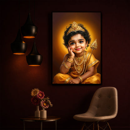 Baby Murugan Modern Luxury Backlight Vertical Wall Art