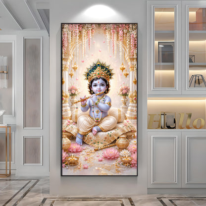 Baal Krishna Premium Acrylic Vertical Wall Art