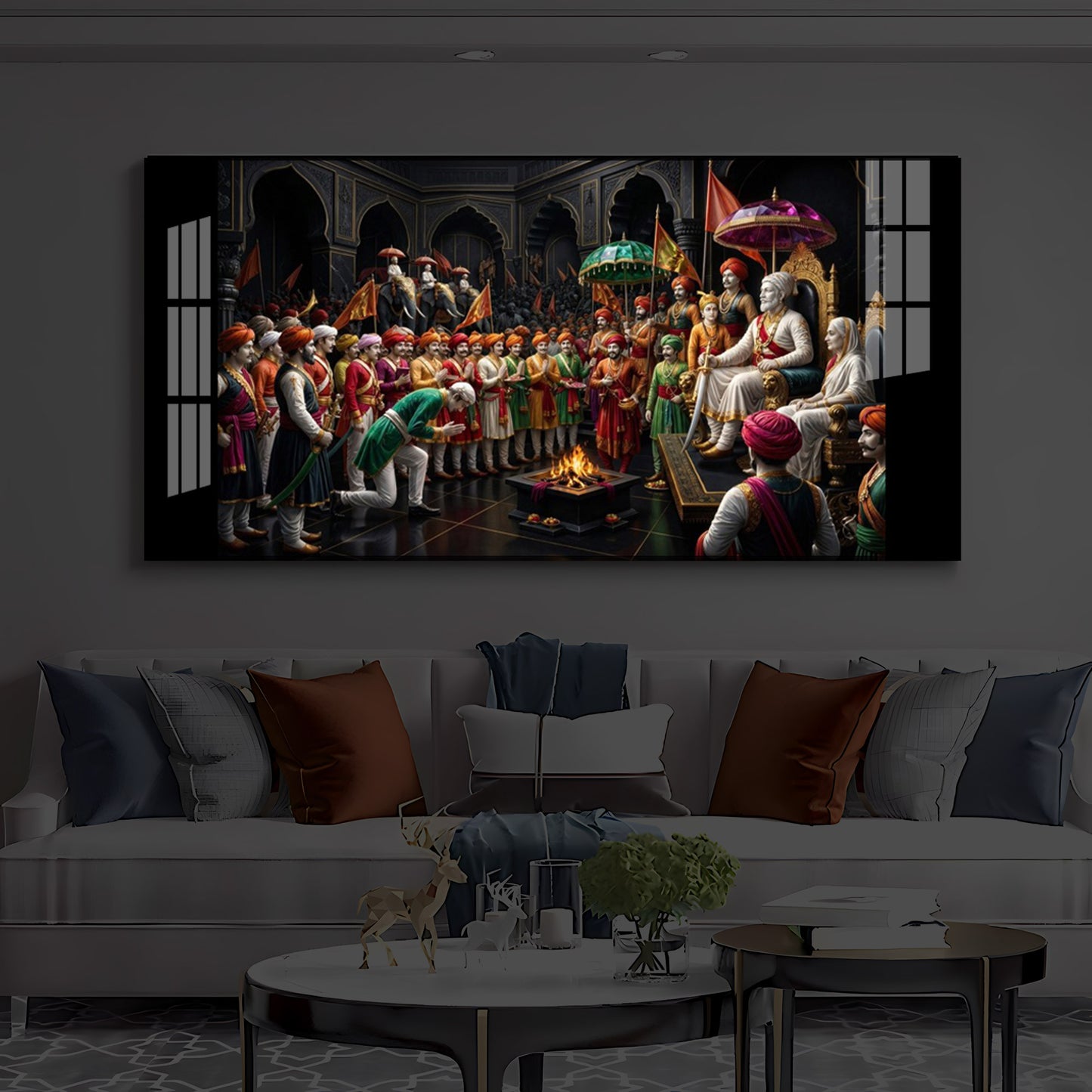 Chhatrapati Shivaji Maharaj Raj Darbar Modern Luxury Backlight Horizontal Wall Art