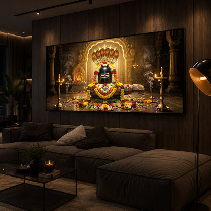 Mahadeva Shivling Modern Luxury Backlight Horizontal Wall Art